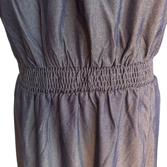 Love Blossom Size Large Blue Midi Dress Off Shoulder Rayon Blend NEW - Picture 3 of 8